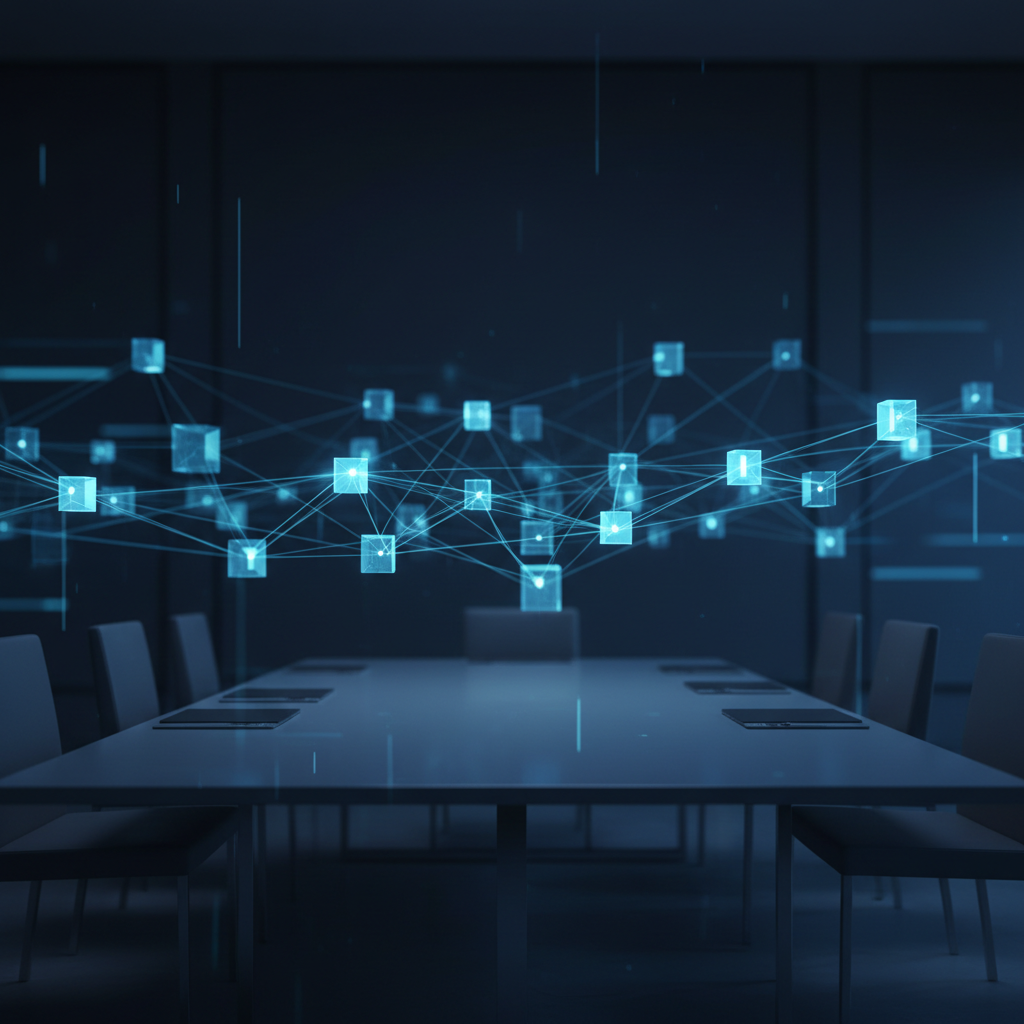 Abstract digital data representing AI Overviews Reputation Management, with lines connecting information nodes.