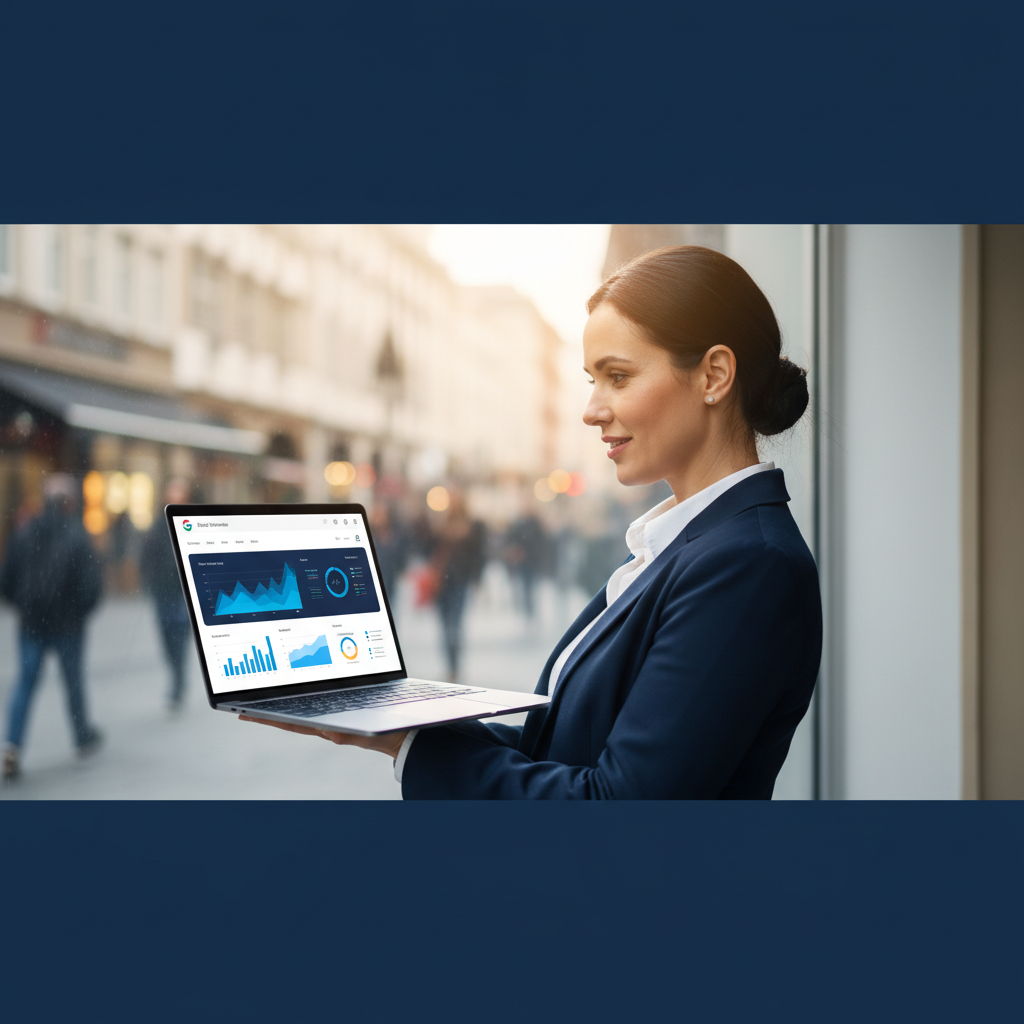 Small business owner optimizing Google Business Profile for conversions