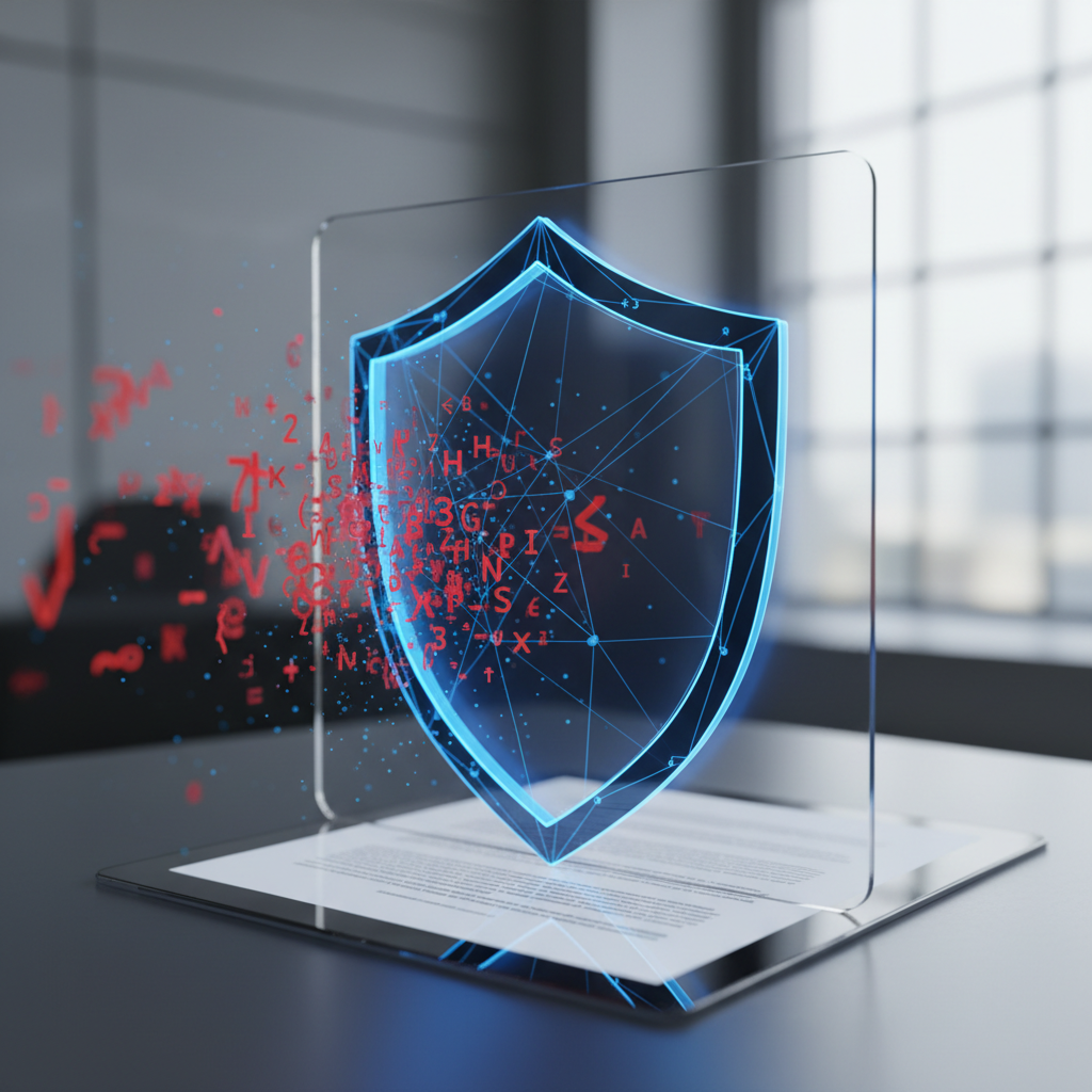 A digital shield protecting content from harmful text, symbolizing defense against online defamation when DMCA notices fail.