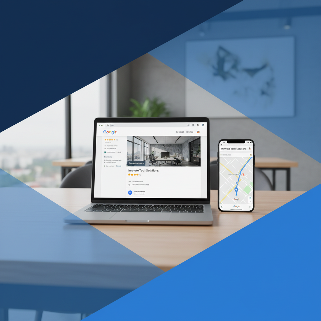 Laptop and smartphone displaying Google Business Profile for local SEO strategies