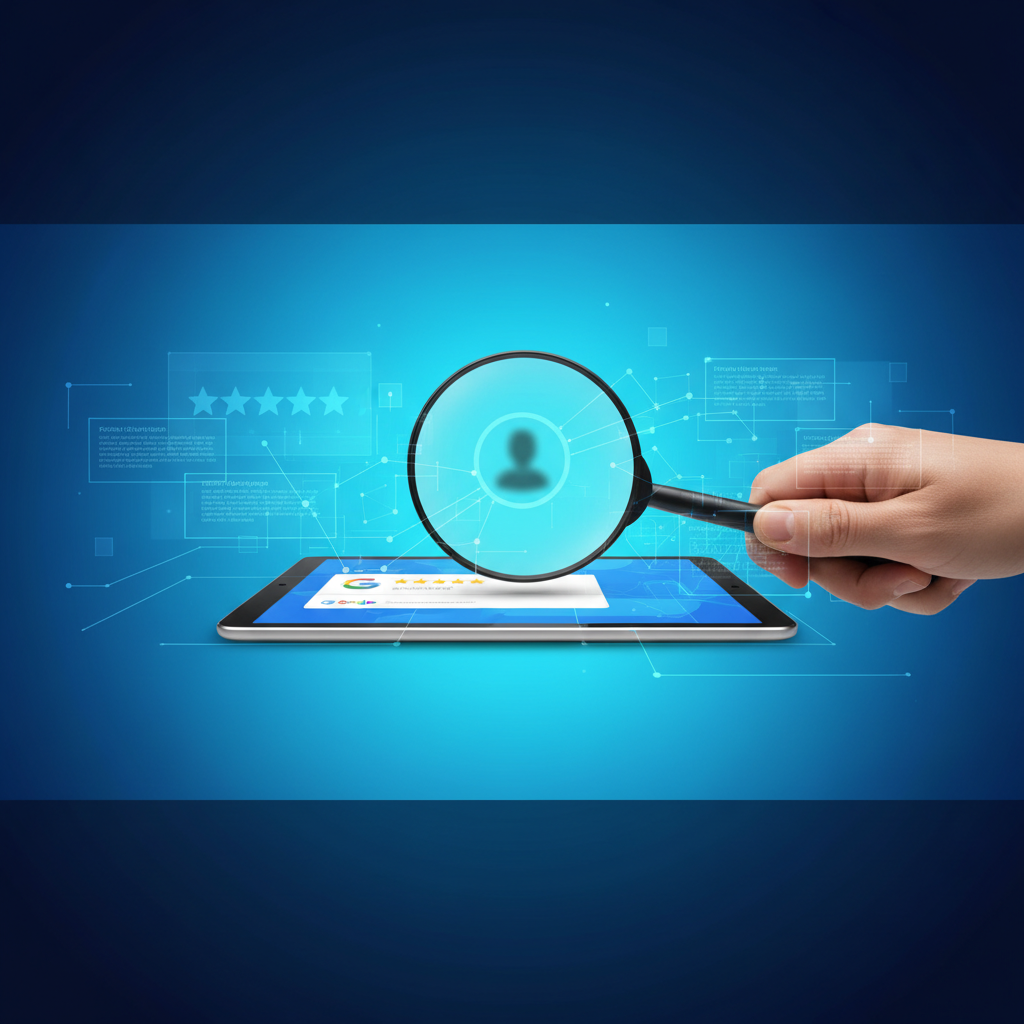 Magnifying glass examining Google review policy for removal in 2026