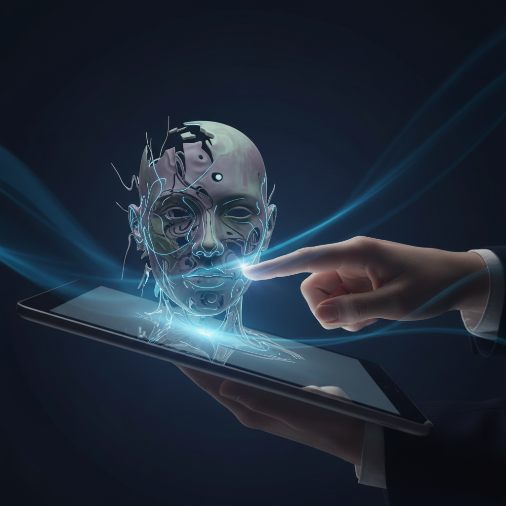 Close-up of a digital screen showing an AI-generated fake profile, illustrating the challenge of impersonation account removal.