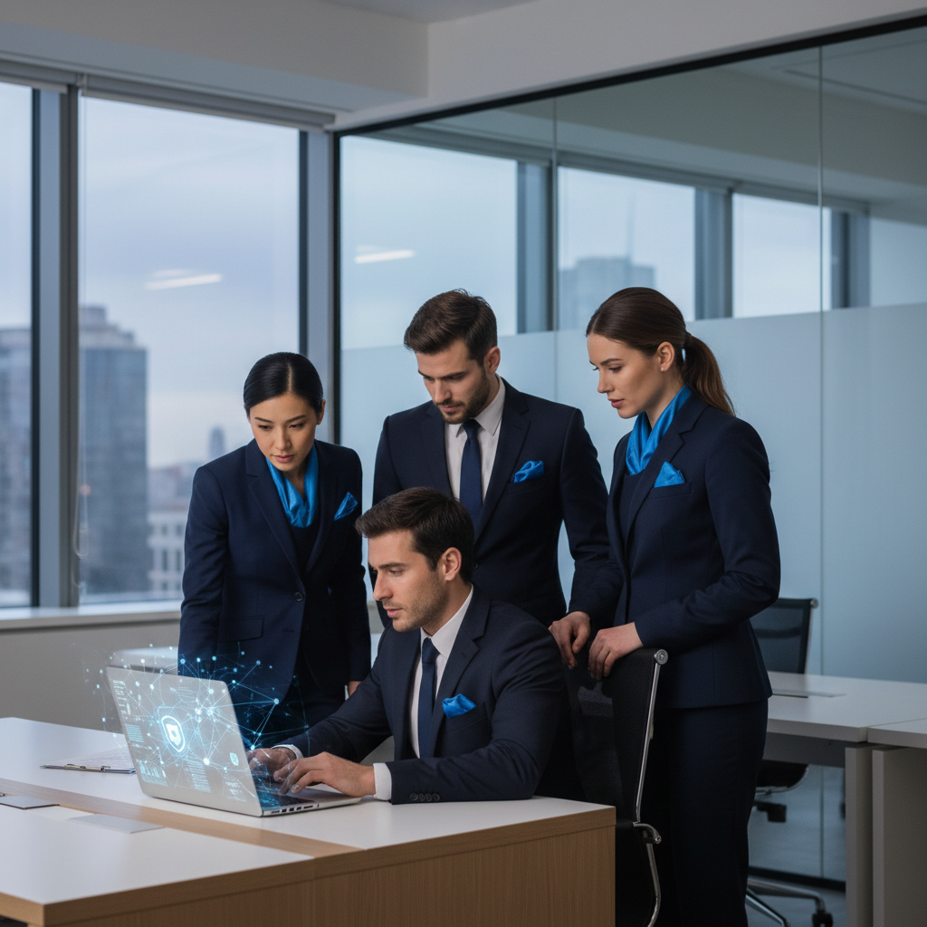 Law firm online reputation management, attorneys reviewing digital presence on a laptop
