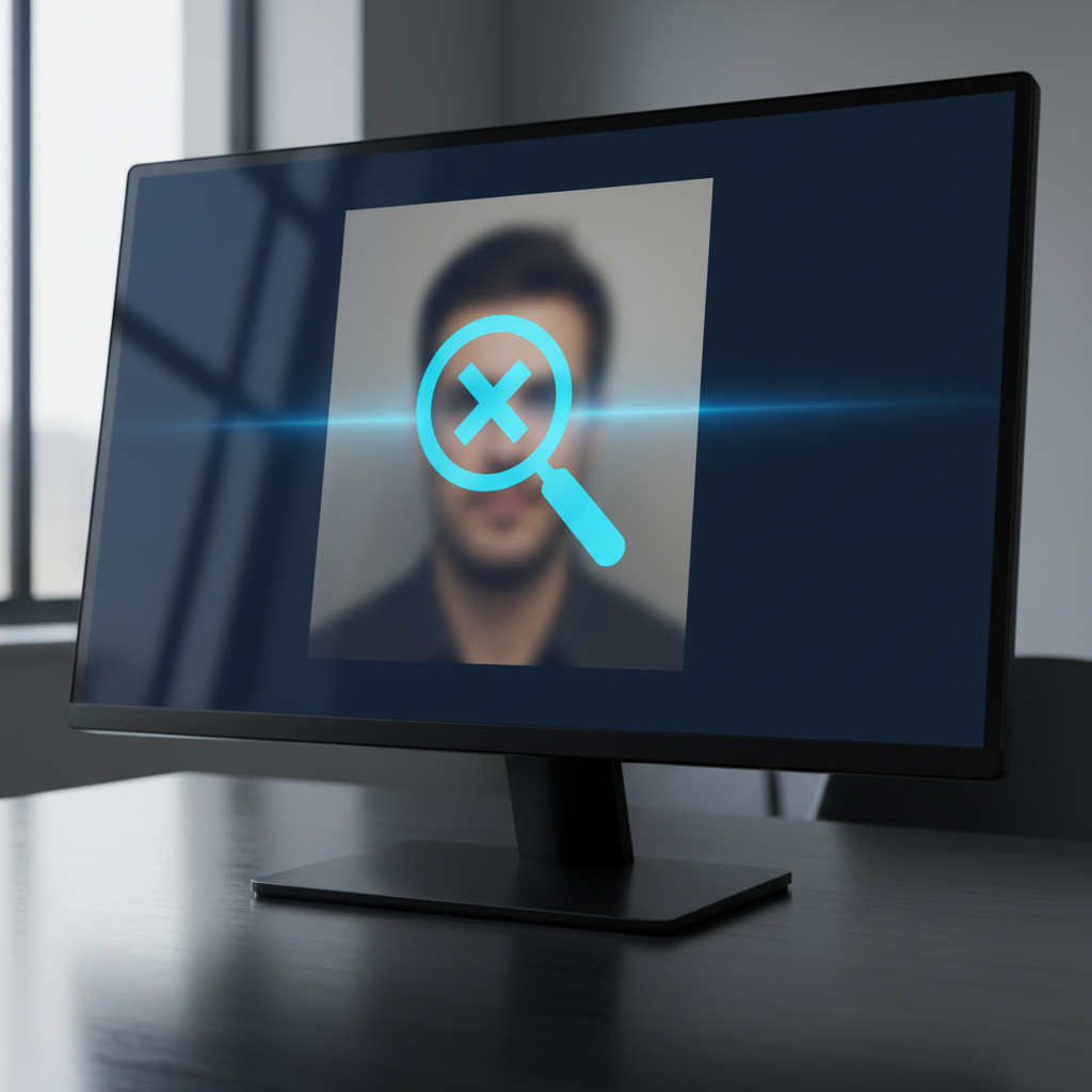 Blurred mugshot image on a digital screen, representing mugshot removal efforts in 2026