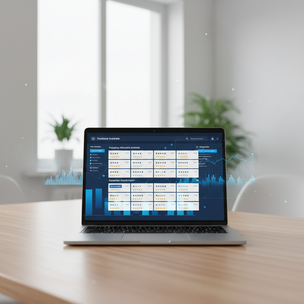 Online reputation management dashboard for e-commerce showing positive reviews and metrics