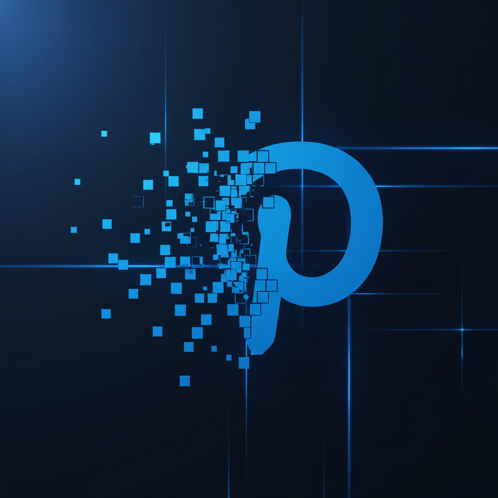Fragments of a Pinterest logo symbolizing Pinterest content removal and digital cleanup