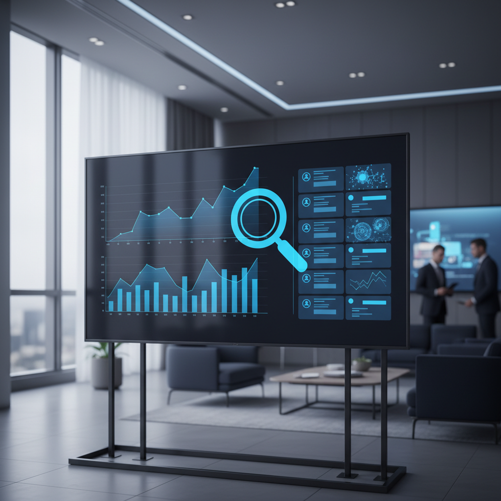 Graphs and social feeds indicating proactive reputation monitoring for executives and brands
