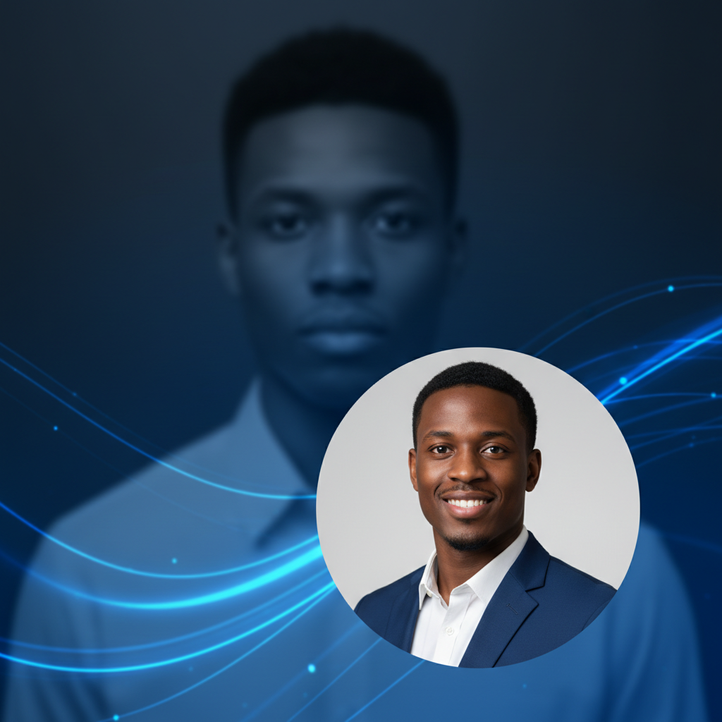Blurred mugshot with a clear, positive professional photo, representing mugshot removal success